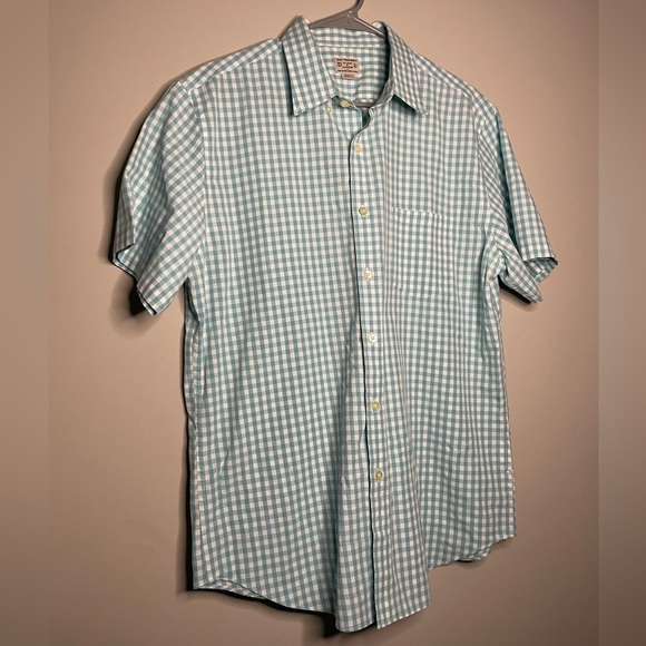 EUC - Men’s Quality Linen Tailored by J.Crew Plaid Shirt- Blue & White - Size: L - Picture 2 of 4